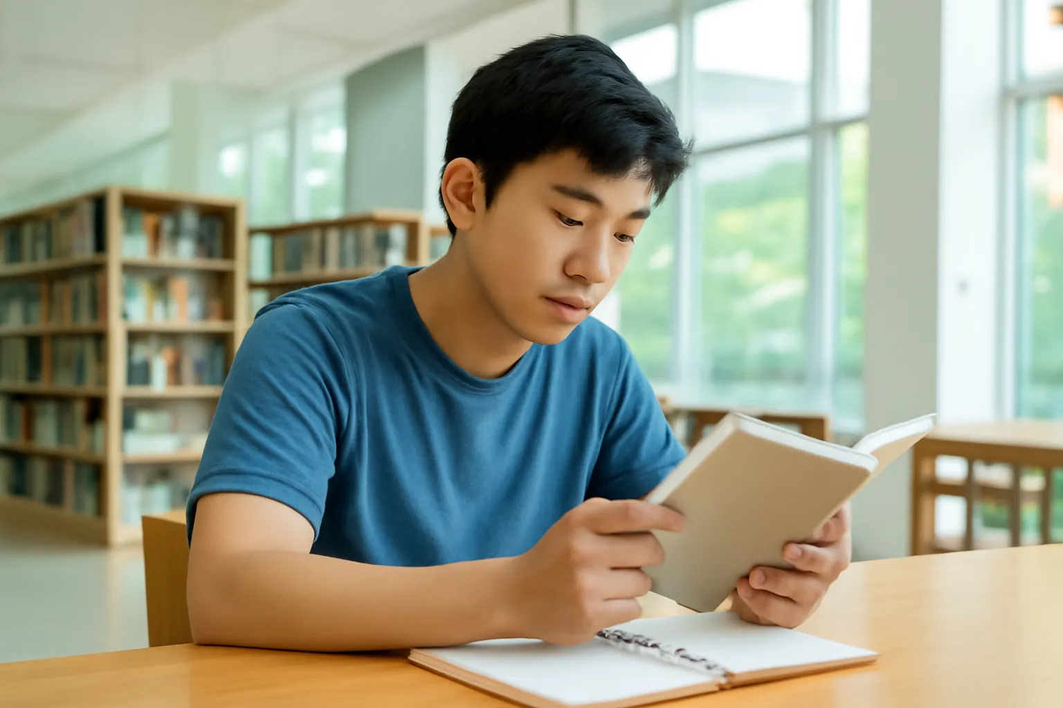 Sinh viên ngồi đọc sách trong thư viện trường